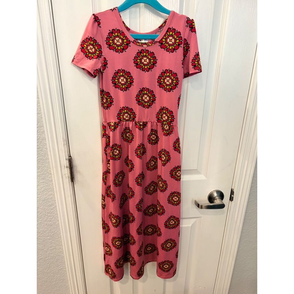 DotDotSmile Maxi Dress Pink Floral Medallion Short Sleeve Boho Kids 5/6